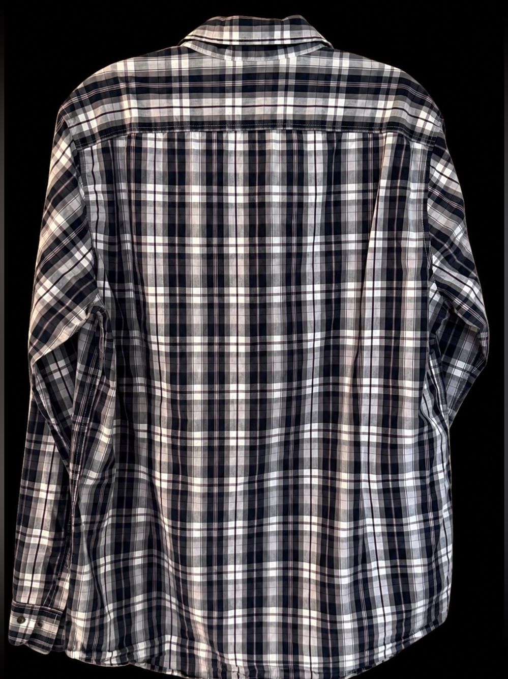 Kenneth Cole New York Black and White Plaid Button-Down Shirt - Picture 3 of 4